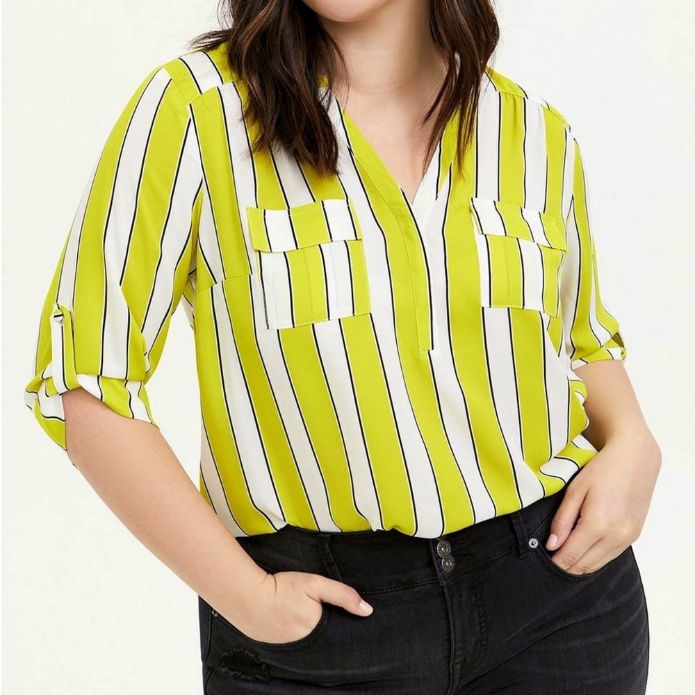 Harper Collection Striped Chiffon Button-up